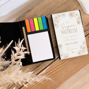 Bloc Notes avec Post-it, Crayon et Trombones